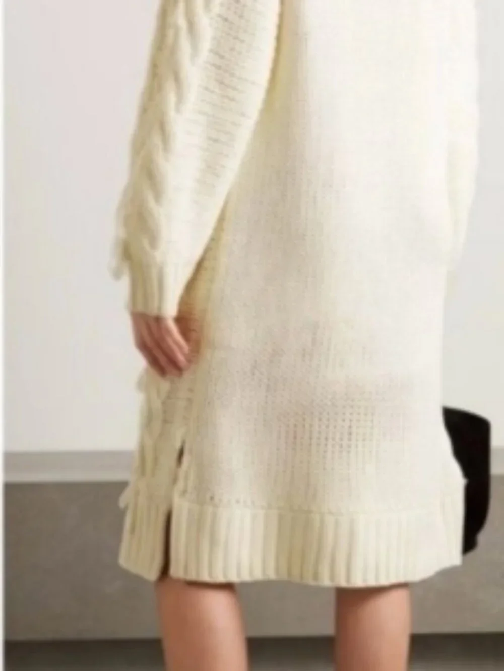 NWT FARM Rio White Cable Knit Fringe Long Sleeve Sweaterdress Pullover Size L - Picture 4 of 15